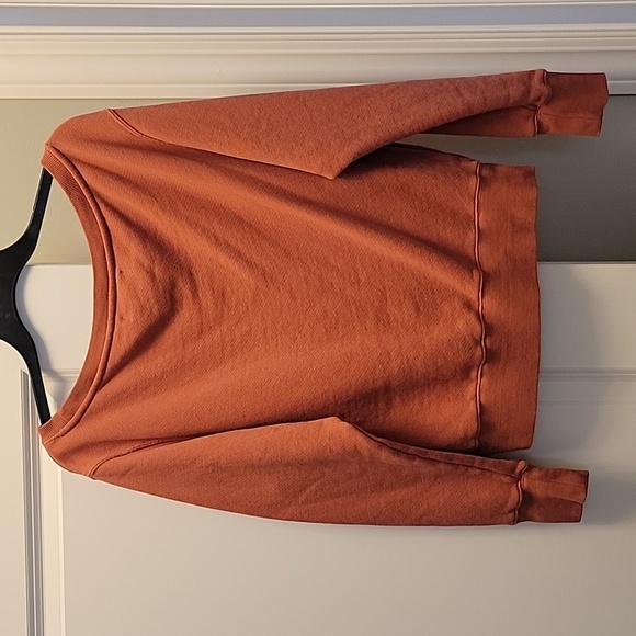 Spiritual Gangster La Vida Off Shoulder Sweatshirt in Deep Rust - Picture 3 of 3